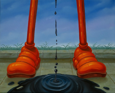 Výměna oleje, 40 x 50, olej na plátně, 2025